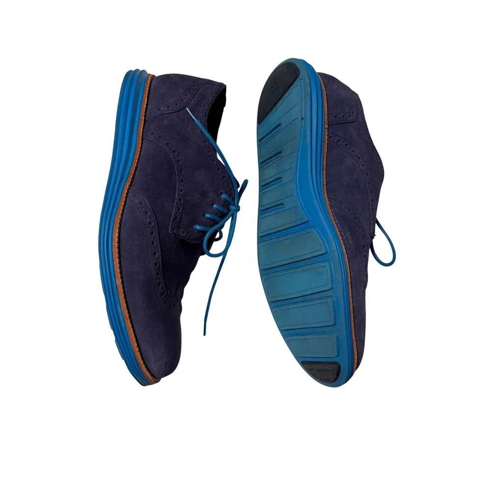 Cole Haan LunarGrand Wingtip Oxford‎ Navy Blue Suede Mens 13M C11097 Nike Sole